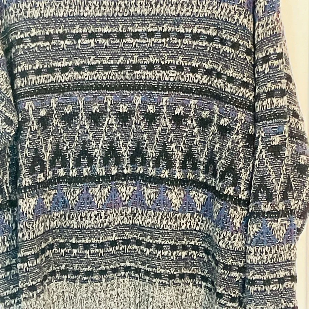 METHOD men's Vtg. sweater 90s retro‎ gray blue black crew neck geometric grandpa